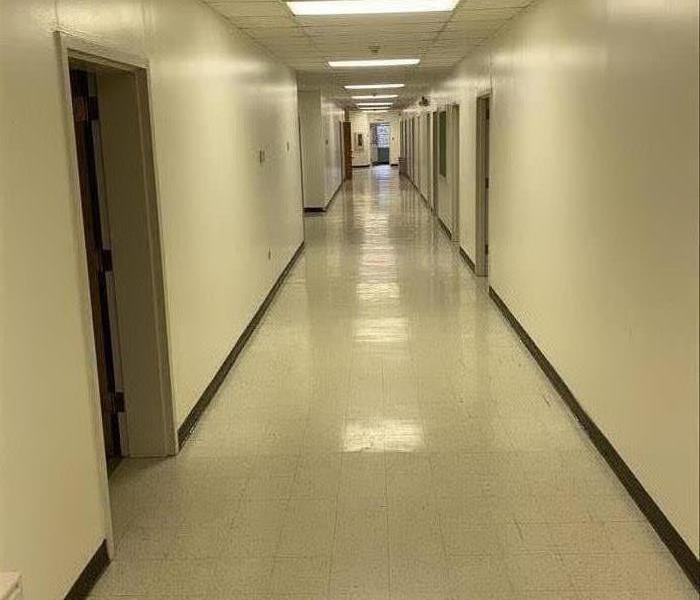 Hallway after the SERVPRO team completed the cleaning, stripping and waxing in Clinton, SC 