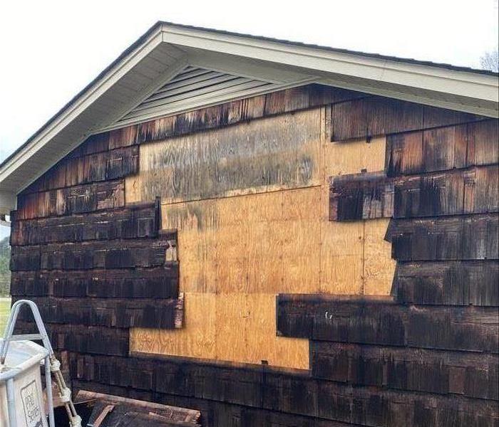Damaged siding from a thunderstorm that hit Laurens, SC