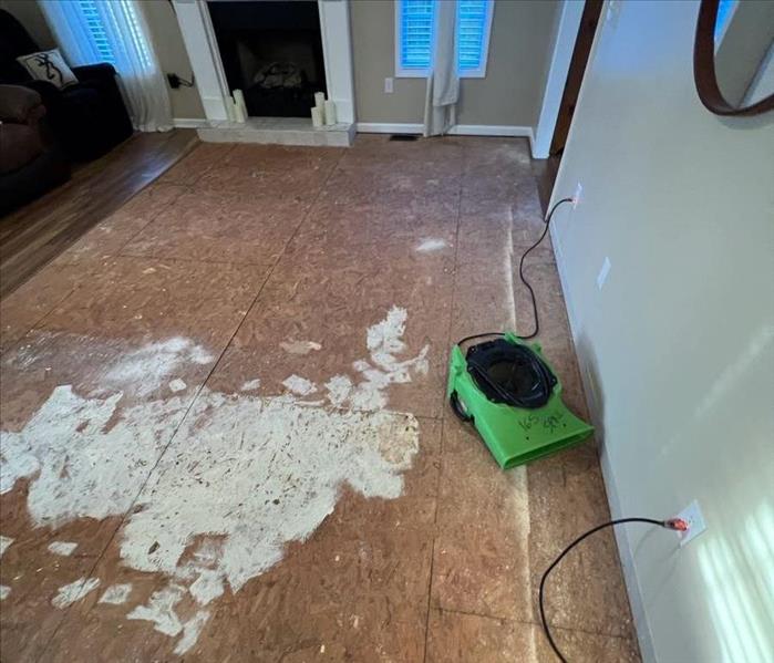 Flooring removed from a living room after water damage in Gray Court SC